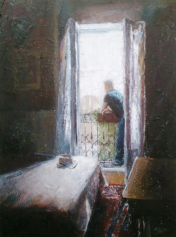 Annabel Mednick, Balcony View, oil on-canvas, 76x101cm