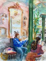 kit-price-moss-the-entertainer-ink-crayon-watercolour