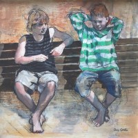 chris-gamble-BEST-MATES-acrylic-charcoal-43x43cm
