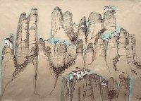 doug-patterson-sketch-meteroa-landscape-greece-pastel-and-watercolour-on-paper